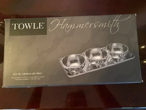 TOWLE Hammer Smith Set of 3 bowls on a tray Perfect for Dips NWT - Picture 1 of 8