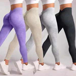 Para mujeres V Espalda Entrenamiento Leggings Sin Costuras Scrunch Butt Bajo Corte en V Gimnasio Yoga Pantalones - Imagen 1 de 34