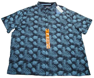 NWT Nat Nast Mens Size 2XL Black Blue Silk Blend Hawaiian Palm Trees Shirt - Picture 1 of 7