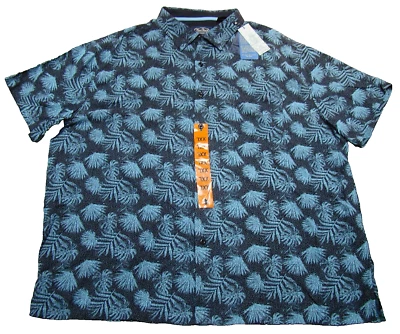 NWT Nat Nast Mens Size 2XL Black Blue Silk Blend Hawaiian Palm Trees Shirt - Image 1 of 4