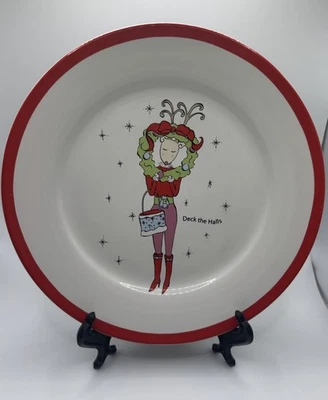 Plato de ensalada de desierto de renos de Navidad Rosanna 8" Foto 1 de 3