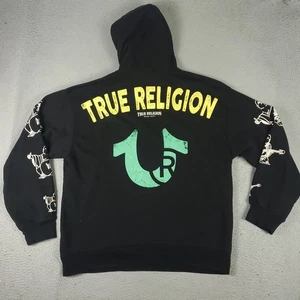 True Religion Sweater Mens Size XL Black Pullover Hoodie Sweatshirt - Picture 1 of 12