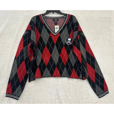 Suéter Calavera Colisión Social Hot Topic 2X Academia Goth Argyle Foto 1 de 4