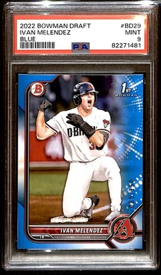 2022 Bowman Draft Blue /150 Ivan Melendez #BD-29 PSA 9 GS1 - Image 1 of 2