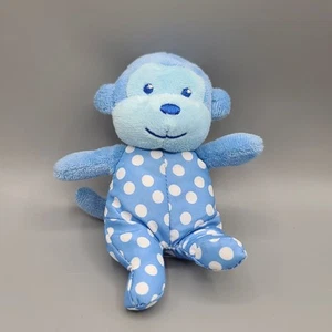 Garanimals Blue White Polka Dot Rattle Monkey Baby Lovey 6" Plush Stuffed 2014 - Picture 1 of 10