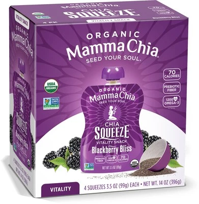Mamma Chia Organic Vitality Squeeze Snack, Blackberry Bliss, 3.5 Onzas Foto 1 de 4