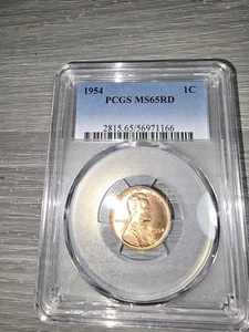 1954 PCGS MS-65 RED MS65 RD LINCOLN WHEAT CENT PENNY - Picture 1 of 2