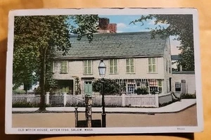 Vintage Postkarte altes Hexenhaus Salem Massachusetts 1927 gebraucht Washington Briefmarke - Bild 1 von 5