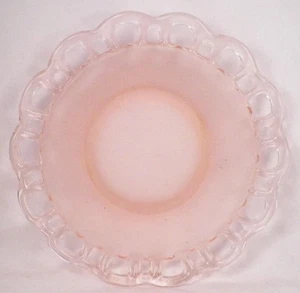 Anchor Hocking Lace Edge Bowl Pink Depression Glass Frosted Old Colony Vintage - Picture 1 of 4