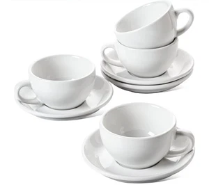 Tazas de capuchino con platillos Le Tauci 8 OZ, taza de café grande de cerámica para Au Lait, - Imagen 1 de 7
