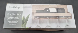Estante para copas de vino True Living de 15" de ancho por 5,3" de alto tiene capacidad para una botella y 4 copas con tallo - Imagen 1 de 3