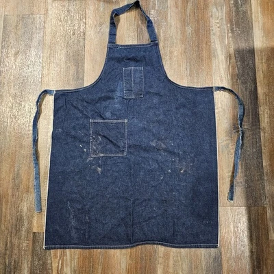 True Vintage Selvedge Denim Shop Work Cooking Apron Pockets Homemade  - Image 1 of 4