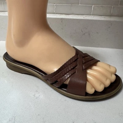 Ipanema Brazilian Leather Woven Slide Sandal Size 6.5 EUC! - Image 1 of 4