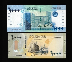 Sudan Lot x2 verschiedene 1000 Pfund 2023+2024 UNC - Bild 1 von 2