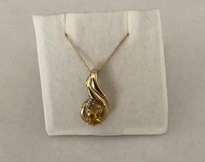 "Colgante de piedras preciosas de citrino ovaladas de oro amarillo de 10 quilates, cadena de 18""" Foto 1 de 2