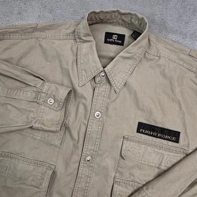 Karl Kani Khakis винтажный полета сила рубашка куртка кнопка спереди размер 3XL - Изображение 1 из 4