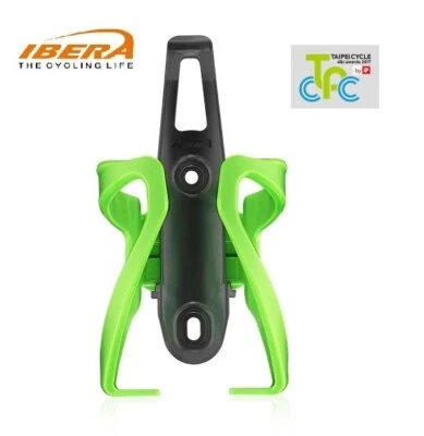 Green Plastic Bicycle Adjustable Width Water Bottle Cage Holder  IBERA IB-BC17 - Image 1 of 4