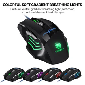 7D Wired Mouse USB Gaming Mouse RGB Backlit Ergonomic Game Mice - Afbeelding 1 van 9
