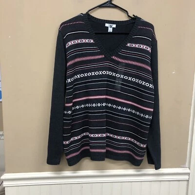 Suéter Izod Cuello en V Gris Con Rayas Talla 2X Nuevo Con Etiquetas Foto 1 de 4