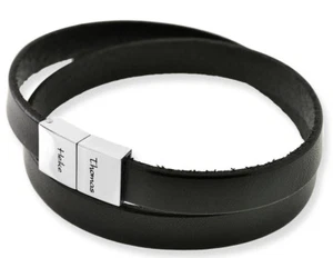 Lederarmband schwarz Gravur Herrenarmband Leder Armband für Männer mit Gravur - Imagen 1 de 3