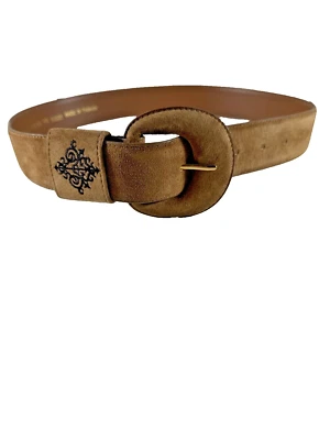SOSTANZA NEW OLD STOCK NO TAGS Vtg 90s Womens Belt Sz M TAN Genuine Suede - Image 1 of 4