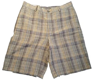 Tommy Bahama Mens Linen/Silk Blend Plaid Flat Front Relax Fit Shorts Size 34 - Picture 1 of 14