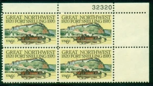 SCOTT # 1409 PLATE BLOCK, FORT SNELLING, MINT, OG, NH, GREAT PRICE! - Picture 1 of 1
