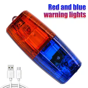 Duty Blue Red Strobe Light Shoulder Clip Lamp Riding USB Rechargeable - Picture 1 of 7