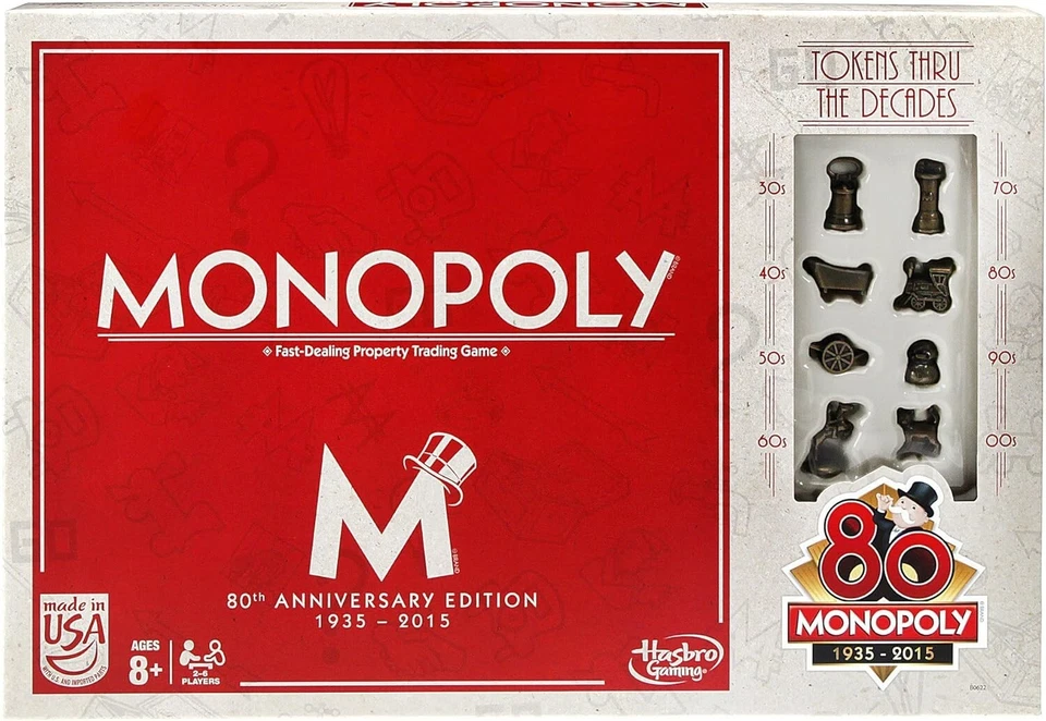 Monopoly 80th Anniversary Edition Board Game ️ SEE NOTES ️Hasbro 2014 Ages 8