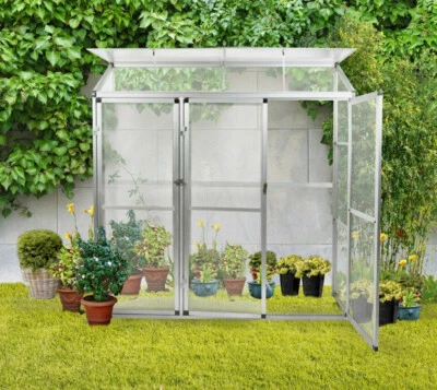 GEGADEN Aluminium Beistell-Gewächshaus Gartengewächshaus Treibhaus Frühbeet Pflanzenhaus