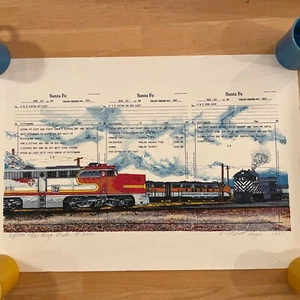 1985 Lithographie - T. Scott Sayre Railroad Train Art - Red Flag Order Lokomotive - Bild 1 von 12