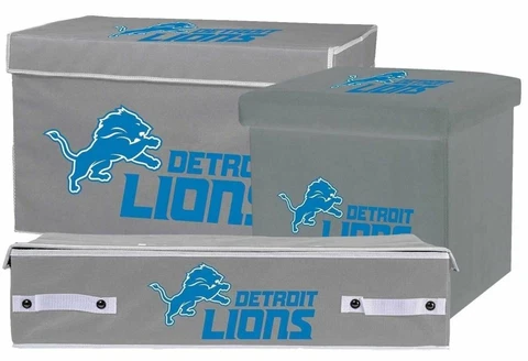 Detroit Lions NFL Collapsible Footlocker, Ottoman & Under the Bed Bin Cover