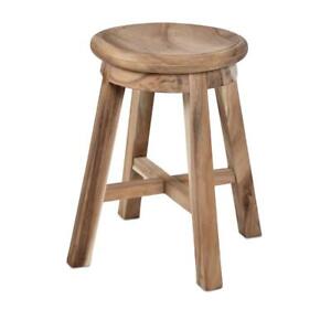 DIVERO Hocker rund Sitzhocker Holzhocker massiv Suar Holz unbehandelt Handarbeit