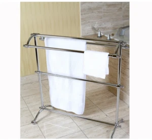 Standing Towel Rack CHROME Bar Holder Bath Room Bath Storage Organizer Hanger - Picture 1 of 7