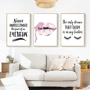 Eyebrow Canvas Wall Art for Beauty Salon Wall Decor Lips Canvas Print Makeup ... - Picture 1 of 6