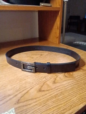 Guess Cuero Negro Talla M Cinturón Logo Hebilla Estrás  Foto 1 de 4