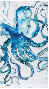 Octopus Watercolors Coastal Flour Sack Cotton Kitchen Dish Towel by C&F - Picture 1 of 9