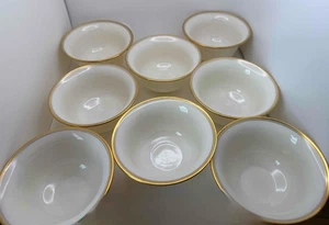 Set of 8 Lenox Bouillon Soup Insert Liners LB86A Gold Trim 2" x 1.75" - Picture 1 of 1