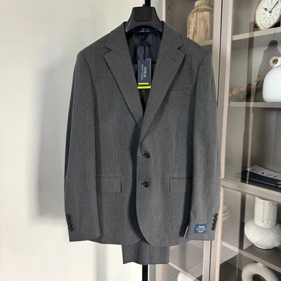 Polo Ralph Lauren Traje Calce Moderno 38R 31W NUEVO Carbón Gris Jaspeado Blazer Pantalones Foto 1 de 4