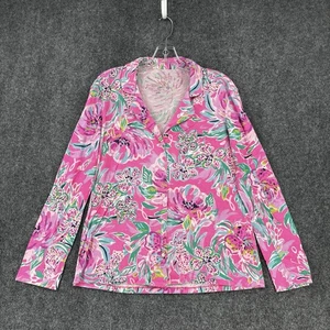 Lilly Pulitzer Festive Fantasy Pink PJ Pajama Top Button Up Women’s Medium - Picture 1 of 10