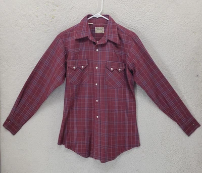 Vintage Dee Cee Western Shirt Mens Medium Red Plaid Pearl Snap Cowboy USA 70s - Image 1 of 4