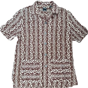 Todd Snyder Shirt Men’s XS Brown Retro Boho Button Up Camp Collar Aztec Designer - Picture 1 of 10