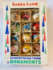 12 Vtg Santa Land Christmas Ornaments Blown Glass Poland Indent Diorama IOB - Picture 1 of 10