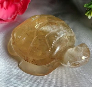 Large 2.7" 110g A+ Citrine Quartz Sea Turtle w/  RainbowCrystal Gemstone Carving - Picture 1 of 15