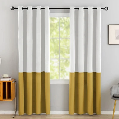 White Gold Velvet Curtains for Living Room Bedroom 63 Inch 2 Panels Sets 70% ... - Image 1 of 4