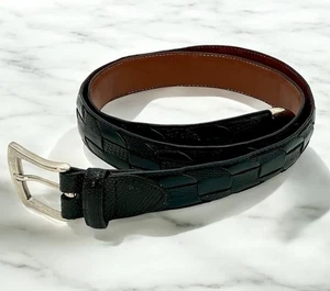 Johnston And Murphy Lizard Herren eleganter Gürtel Gr. 38 schwarz mit massiver Messingschnalle - Bild 1 von 13