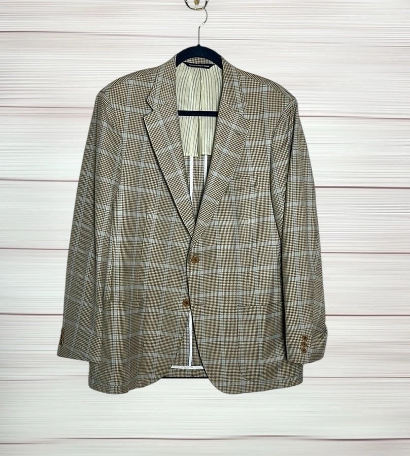 Blazer ligero COPLEY Zegna Taupe Livid a cuadros lana seda lino medio forrado 42R Foto 1 de 4