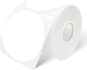 3 Inch White Round Thermal Sticker Labels, Self-Adhesive Circle 3 inch, - Picture 1 of 6
