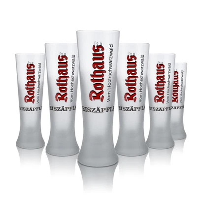 6x Rothaus Eiszäpfle Glas 0,2l Pokalglas Frosted Design Gläser Brauerei Baden