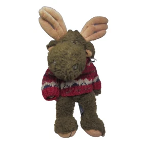 Boyds Collection Brown Moose Knit Red Sweater VTG Plush 11" Stuffed Animal Retro - Picture 1 of 12